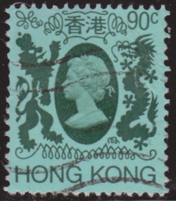 z vendido China Hong Kong 1982 Scott 396 Sello º Retrato Reina Isabel 90c Utilisé usado